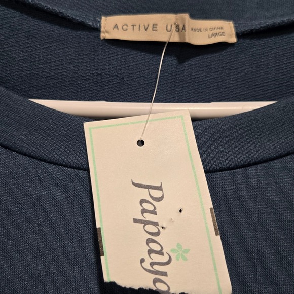 L#21 ACTIVE USA Blue Long Sleeve Tunic Dress Women's Large Polyester Blend - Picture 3 of 6